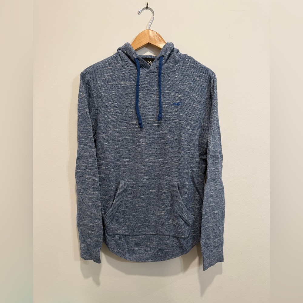 Hollister Knit Hoodie Sweatshirt Men's Blue Size Medium